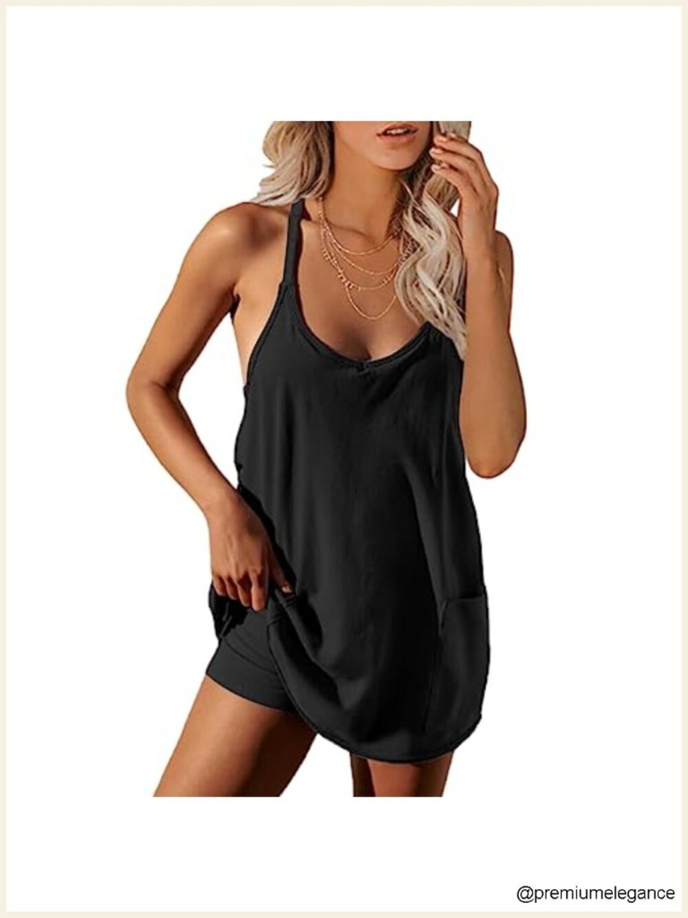 Sleeveless Romper Dress with Built-in Shorts Athletic Mini